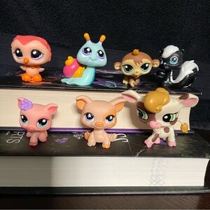 Littlest Pet Shop Figures Cow Pig Skunk Monkey Snail Owl Vintage Y2K Toys